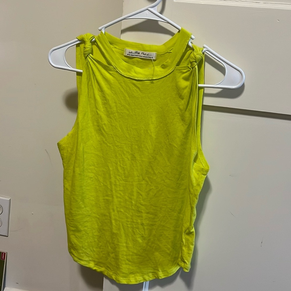 Free People cut out tee in XS in lime green
